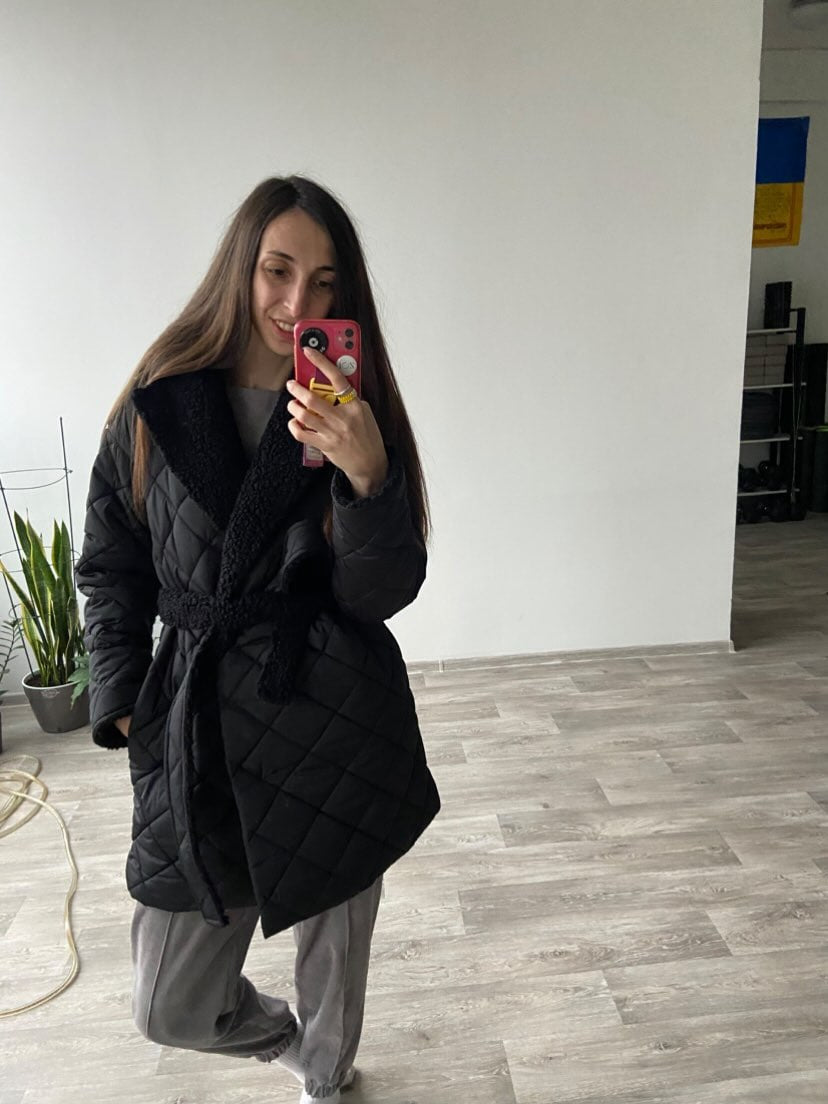 Розкішне стьобане пальто 90 см