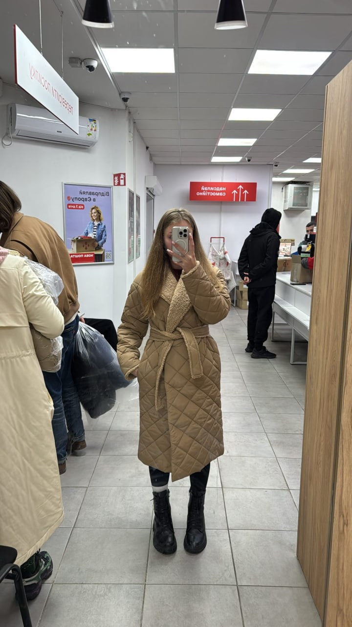 Розкішне стьобане пальто 110 см