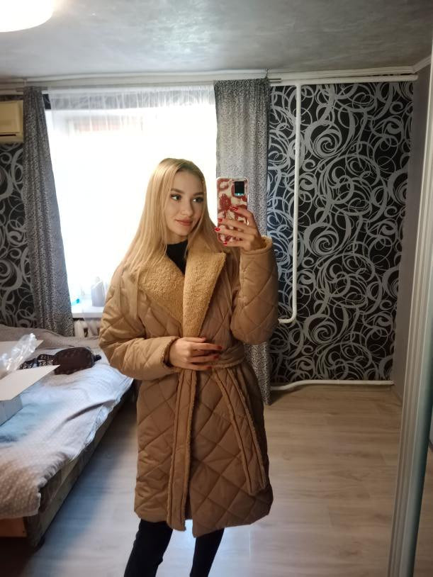 Розкішне стьобане пальто 90 см